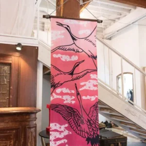 Serviette TENUGUI Feuille de Chanvre x Grue