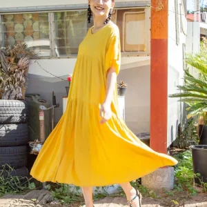 Robe à volants en crêpe rayonne