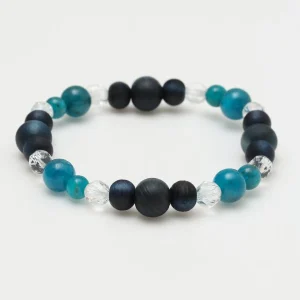 Bracelet AIZOME en cyprès teinté indigo et apatite