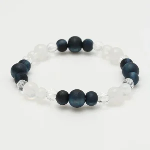 AIZOME Bracelet cyprès teint indigo x pierre de lune arc-en-ciel