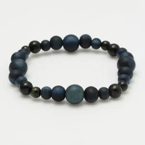 Bracelet AIZOME Cyprès teint indigo x Oeil de tigre bleu