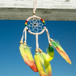 Attrape-rêves à plumes colorées