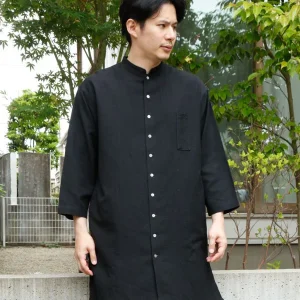 SHOSEI - Chemise longue à col montant