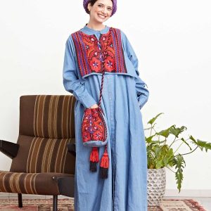 Ensemble robe et gilet en jean nomade