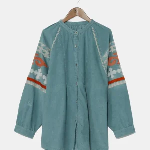 Chemise bohème en velours côtelé