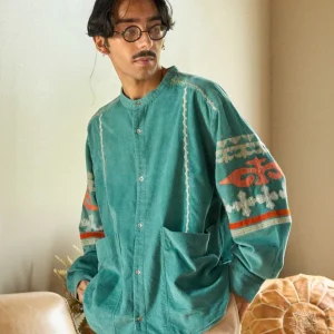 Chemise en velours côtelé bohème pour homme