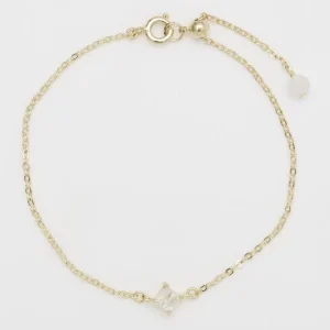 Bracelet en pierre de lune arc-en-ciel à coupe carrée