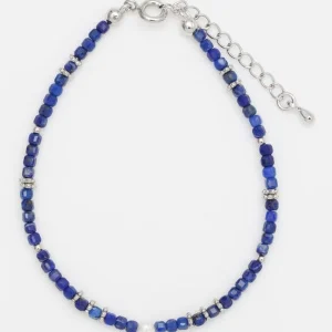 Bracelet en perles de lapis-lazuli de forme carrée