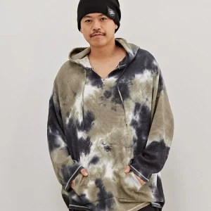 Sweat à capuche à manches longues gaufré Tie Dye