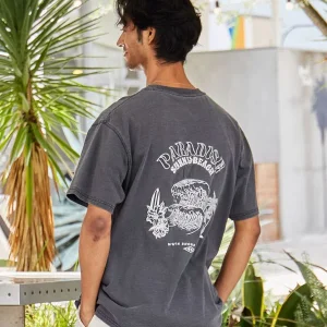 T-shirt délavé pour homme SURF＆Palms