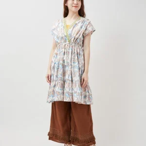 Haut tunique à volants et imprimé bloc