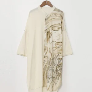 Chemise asymétrique sans col pour homme