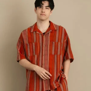 Chemise rayée en coton pour homme