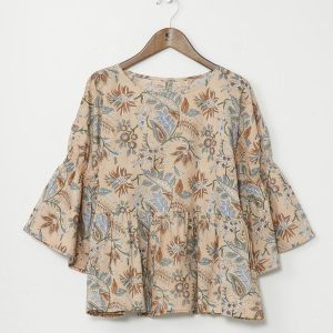 Chemisier en coton à imprimé bloc