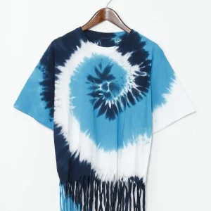 T-shirt à ourlet à franges tie-dye