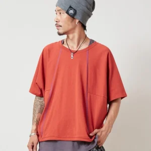 Ensemble haut à manches chauve-souris et débardeur côtelé pour hommes