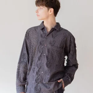 Chemise patchwork Schiffli brodée