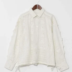 Chemise en coton brodée patchwork