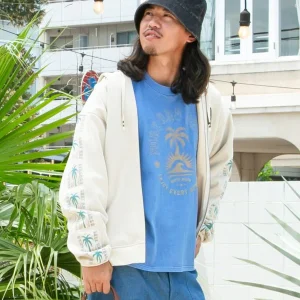 Sweat à capuche zippé en imitation daim pour homme SURF＆Palms