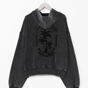 Sweat à capuche brodé couleur denim SURF＆Palms
