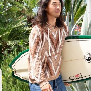 Pull à capuche en tricot SURF＆Palms pour homme