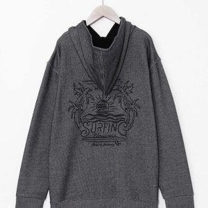 Sweat à capuche brodé SURF＆Palms pour homme