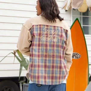 Chemise à carreaux en velours côtelé SURF＆Palms pour homme