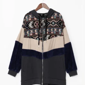 Sweat à capuche zippé patchwork pour homme