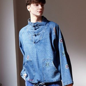 Pull en denim délavé vintage