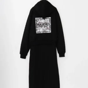 Ensemble robe et sweat à capuche zippé à détails texturés