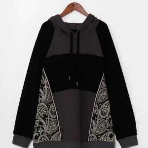 Sweat à capuche patchwork style vintage pour homme