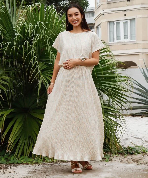 Ensemble robe et jupe plissées à motif floral – Image 3