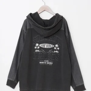 Sweat à capuche en denim contrasté SURF&Palms pour hommes