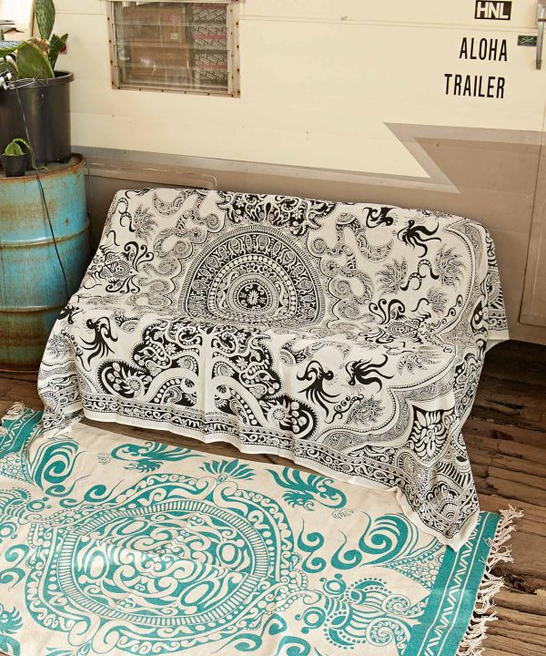Tissu décoratif en coton à motif mandala tribal
