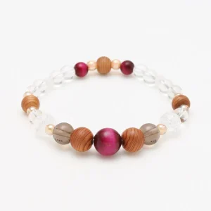 YAKUSUGI, cristal, bracelet oeil de tigre rose