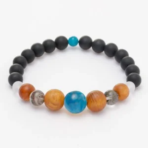 Bracelet Cèdre YAKUSUGI - Onyx Noir x Apatite