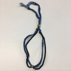 本藍染め 綿麻ブレスレット スピネル