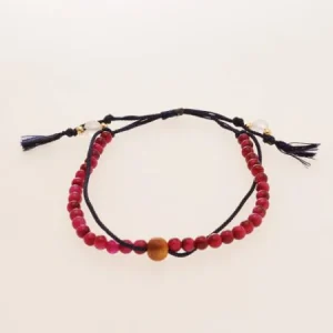 String en soie KUMIHIMO Bracelet tresse Rose Tiger Eye φ4