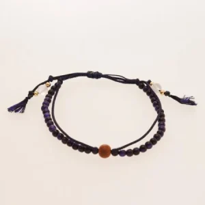 String en soie KUMIHIMO Bracelet tresse violet Tiger Eye φ4