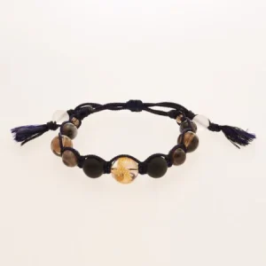 Bracelet en cristal gravé dragon doré x agate œil