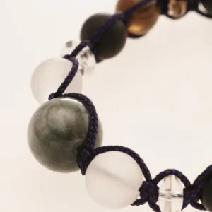 Bracelet chaîne en soie Shimoishi Oeil de tigre blanc