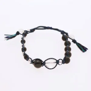 Bracelet ASA en cristal gravé x œil de tigre bleu