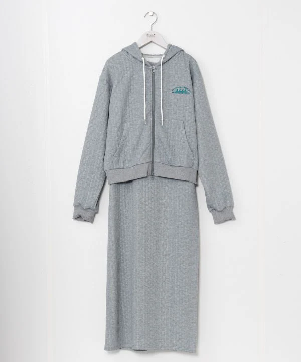 Ensemble robe et sweat à capuche zippé à détails texturés – Image 4