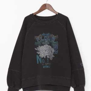 Sweat-shirt en polaire brossée à imprimé rétro