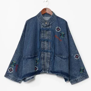 Chemise en jean Dolman au délavage vintage