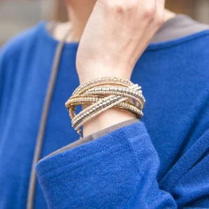 Bracelet croisé perlé