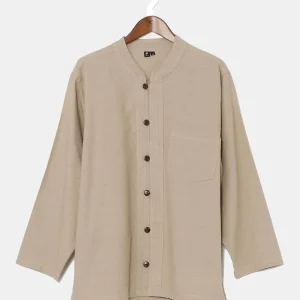 Chemise à col montant en coton népalais - L